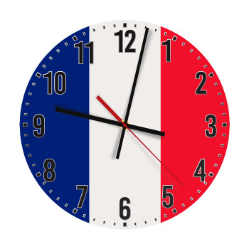 France flag, Ρολόι τοίχου ξύλινο (30cm)