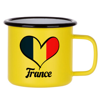 France flag, Κούπα Μεταλλική εμαγιέ ΜΑΤ Κίτρινη 360ml