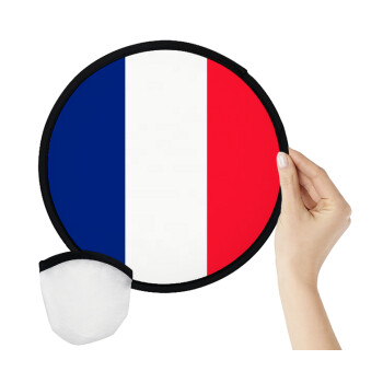 France flag, Βεντάλια υφασμάτινη αναδιπλούμενη με θήκη (20cm)