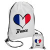 France flag, Τσάντα πουγκί με μαύρα κορδόνια 45χ35cm (1 τεμάχιο)
