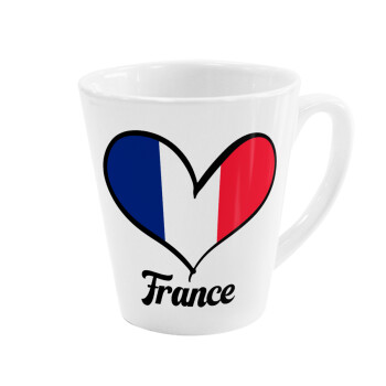 France flag, Κούπα κωνική Latte Λευκή, κεραμική, 300ml