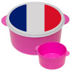 France flag, ΡΟΖ παιδικό δοχείο φαγητού (lunchbox) πλαστικό (BPA-FREE) Lunch Βox M16 x Π16 x Υ8cm