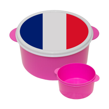 France flag, ΡΟΖ παιδικό δοχείο φαγητού (lunchbox) πλαστικό (BPA-FREE) Lunch Βox M16 x Π16 x Υ8cm