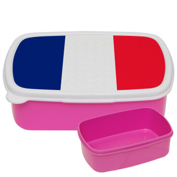 France flag, ΡΟΖ παιδικό δοχείο φαγητού (lunchbox) πλαστικό (BPA-FREE) Lunch Βox M18 x Π13 x Υ6cm