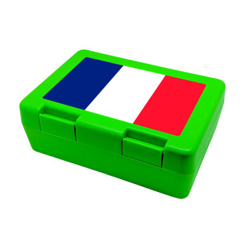 France flag, Παιδικό δοχείο κολατσιού ΠΡΑΣΙΝΟ 185x128x65mm (BPA free πλαστικό)