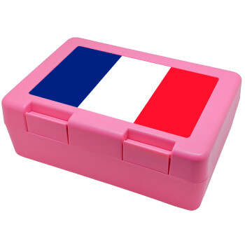 France flag, Παιδικό δοχείο κολατσιού ΡΟΖ 185x128x65mm (BPA free πλαστικό)