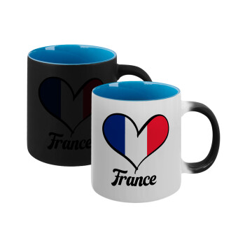 France flag, Κούπα Μαγική εσωτερικό μπλε, κεραμική 330ml που αλλάζει χρώμα με το ζεστό ρόφημα