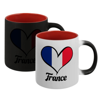 France flag, Κούπα Μαγική εσωτερικό κόκκινο, κεραμική, 330ml που αλλάζει χρώμα με το ζεστό ρόφημα (1 τεμάχιο)