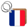 France flag, Μπρελόκ Ξύλινο τετράγωνο MDF