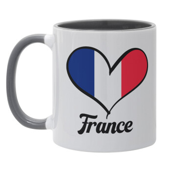 France flag, Κούπα χρωματιστή γκρι, κεραμική, 330ml