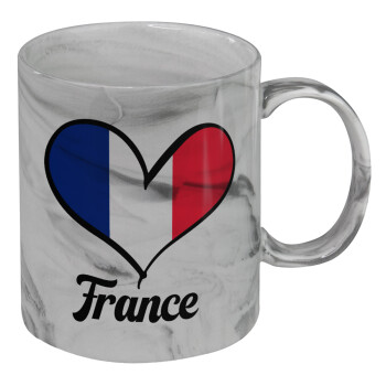 France flag, Mug ceramic marble style, 330ml