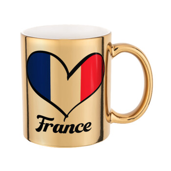 France flag, Mug ceramic, gold mirror, 330ml