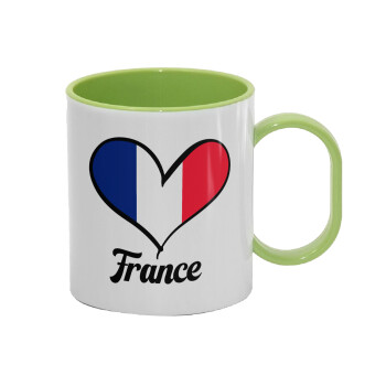 France flag, Κούπα (πλαστική) (BPA-FREE) Polymer Πράσινη για παιδιά, 330ml