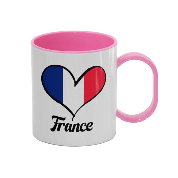 France flag, Κούπα (πλαστική) (BPA-FREE) Polymer Ροζ για παιδιά, 330ml