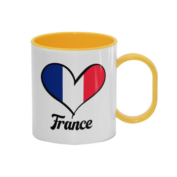 France flag, Κούπα (πλαστική) (BPA-FREE) Polymer Κίτρινη για παιδιά, 330ml