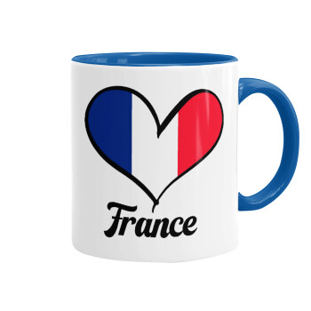 France flag, Mug colored blue, ceramic, 330ml