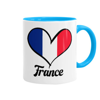France flag, Mug colored light blue, ceramic, 330ml