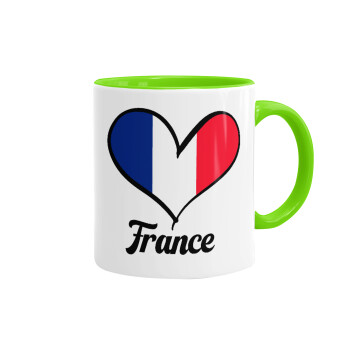 France flag, Mug colored light green, ceramic, 330ml