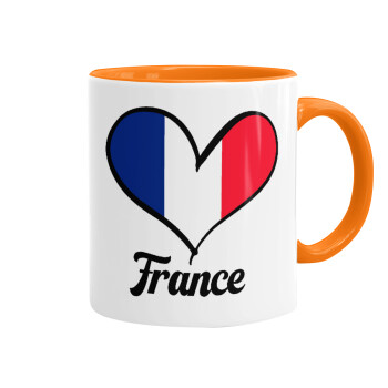 France flag, Κούπα χρωματιστή πορτοκαλί, κεραμική, 330ml