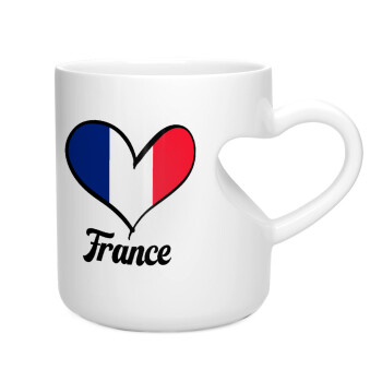 France flag, Κούπα καρδιά λευκή, κεραμική, 330ml