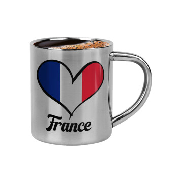 France flag, Double-wall metal cup for espresso (220ml)