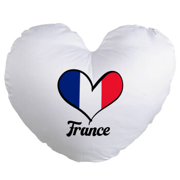 France flag, Μαξιλάρι καναπέ καρδιά 40x40cm περιέχεται το  γέμισμα