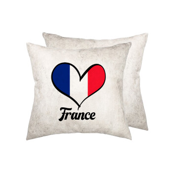 France flag, Μαξιλάρι καναπέ Δερματίνη Γκρι 40x40cm με γέμισμα