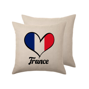 France flag, Μαξιλάρι καναπέ ΛΙΝΟ 40x40cm περιέχεται το  γέμισμα