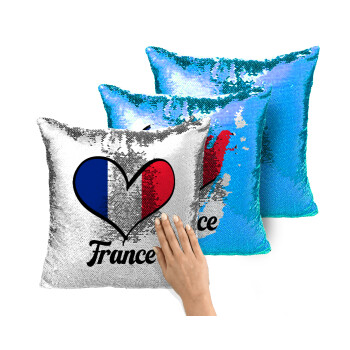 France flag, Μαξιλάρι καναπέ Μαγικό Μπλε με πούλιες 40x40cm περιέχεται το γέμισμα