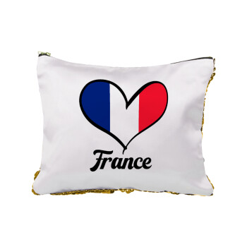 France flag, Τσαντάκι νεσεσέρ με πούλιες (Sequin) Χρυσό