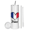 Tumbler stainless steel 600ml, with metal straw & cleaning brush