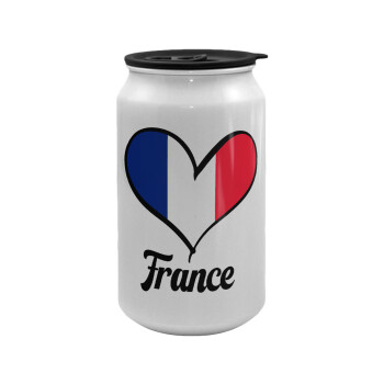France flag, Κούπα ταξιδιού μεταλλική με καπάκι (tin-can) 500ml