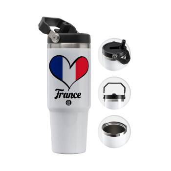 France flag, 30oz stainless Steel Tumbler with Handle