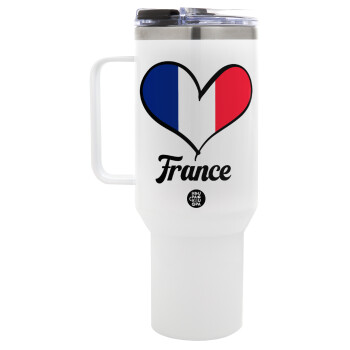 France flag, Mega Tumbler με καπάκι, διπλού τοιχώματος (θερμό) 1,2L
