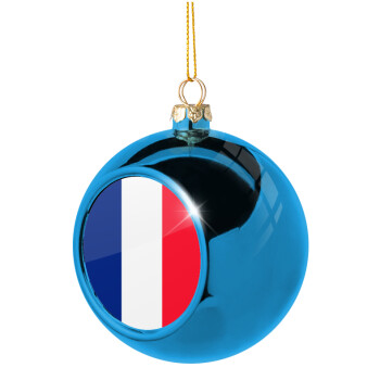 France flag, Χριστουγεννιάτικη μπάλα δένδρου Μπλε 8cm