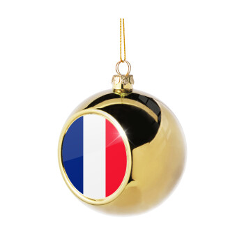 France flag, Golden Christmas tree ball ornament 8cm