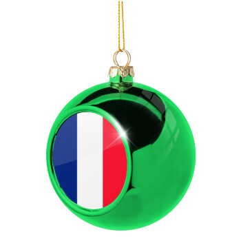 France flag, Χριστουγεννιάτικη μπάλα δένδρου Πράσινη 8cm