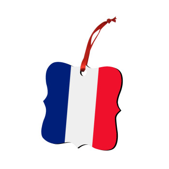 France flag, Χριστουγεννιάτικο στολίδι polygon ξύλινο 7.5cm