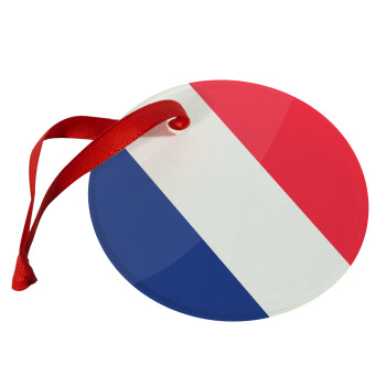 France flag, Χριστουγεννιάτικο στολίδι γυάλινο 9cm