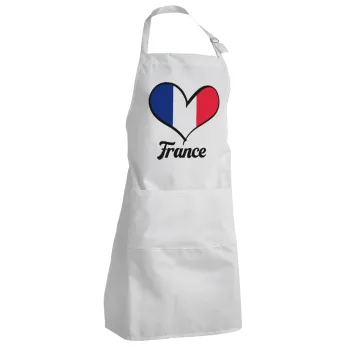 France flag, Ποδιά Σεφ Ολόσωμη Ενήλικων (με ρυθμιστικά και 2 τσέπες)