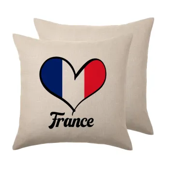 France flag, Μαξιλάρι καναπέ ΛΙΝΟ 40x40cm περιέχεται το  γέμισμα
