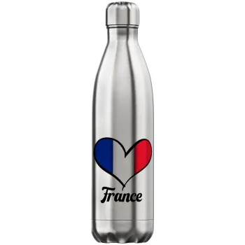 France flag, Μεταλλικό παγούρι θερμός Inox (Stainless steel), διπλού τοιχώματος, 750ml