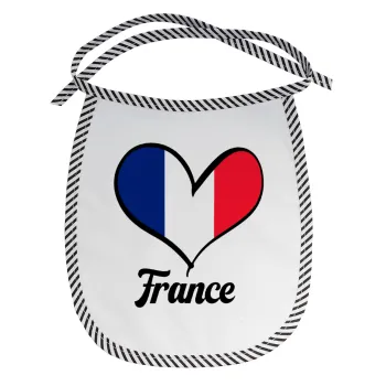 France flag, Σαλιάρα μωρού αλέκιαστη με κορδόνι Μαύρη