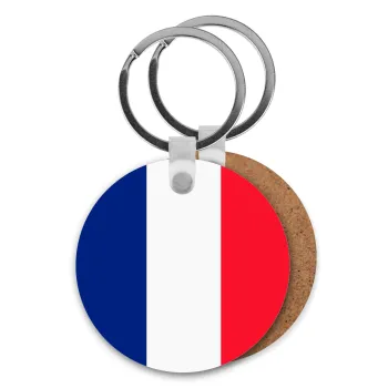 France flag, Μπρελόκ Ξύλινο στρογγυλό MDF Φ5cm