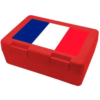 France flag, Παιδικό δοχείο κολατσιού ΚΟΚΚΙΝΟ 185x128x65mm (BPA free πλαστικό)