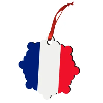 France flag, Στολίδι Χριστουγεννιάτικο στολίδι snowflake ξύλινο 7.5cm