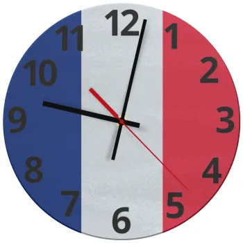 France flag, Ρολόι τοίχου γυάλινο (30cm)