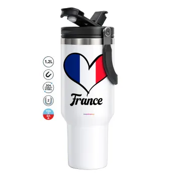 France flag, Mega Travel Mug / Travel Mug, double walled (thermal) 1.2L