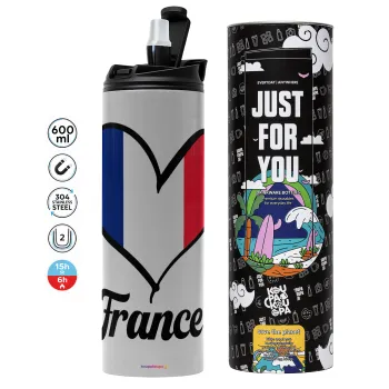 France flag, Tumbler stainless steel GREY 600ml