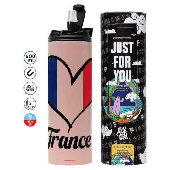 France flag, Tumbler stainless steel PINK 600ml
